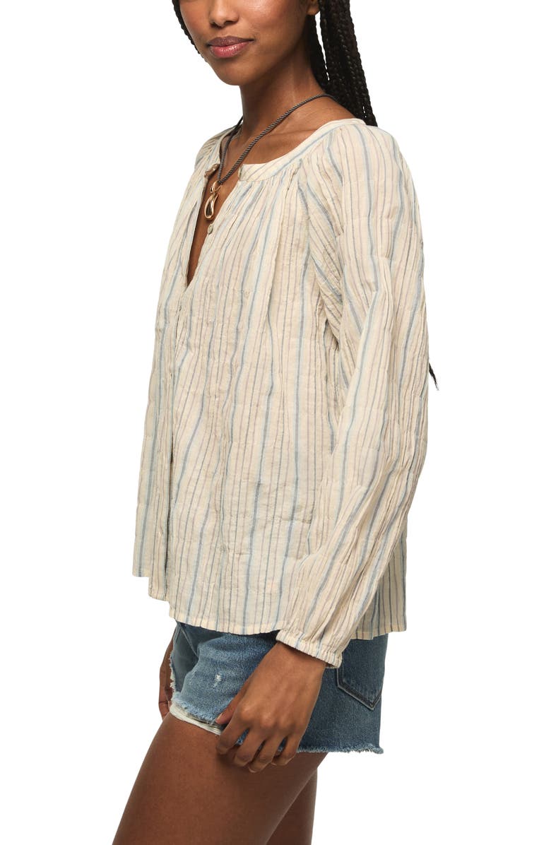 Lucky Brand Ditsy Floral Stretch Cotton Button-Up Top, Alternate, color, Light Seashell