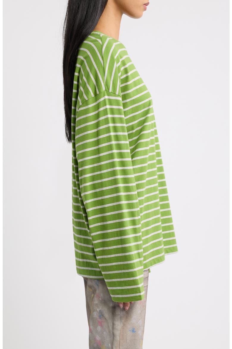 Oversize Stripe Long Sleeve T-Shirt, Alternate, color, GREEN
