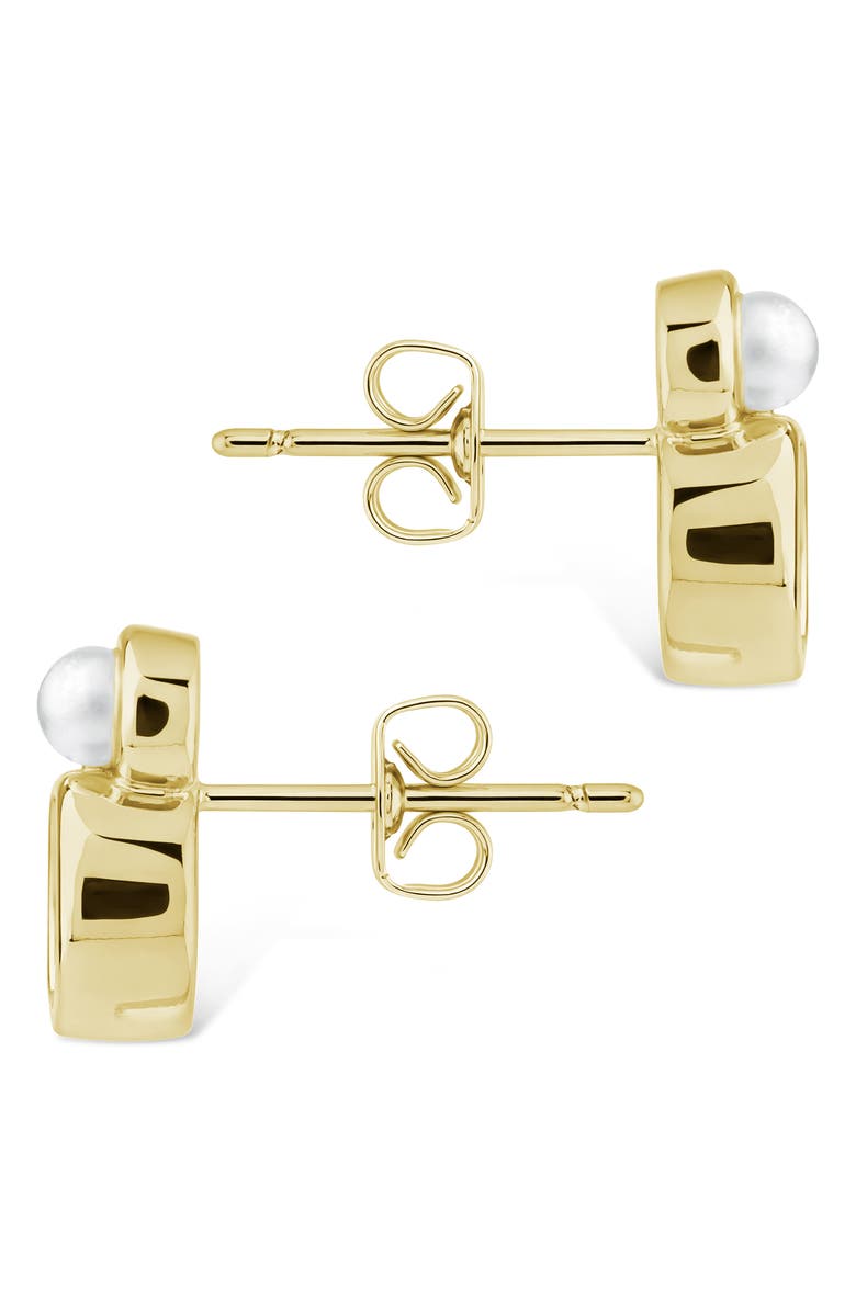 Sterling Forever Helga Cultured Pearl & Crystal Stud Earrings, Alternate, color, Gold