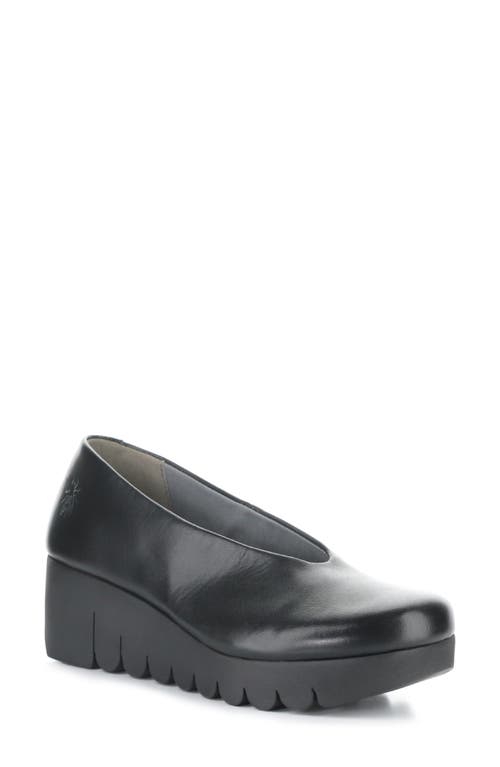 Fly London Voly200fly Wedge Pump in Black Burn 