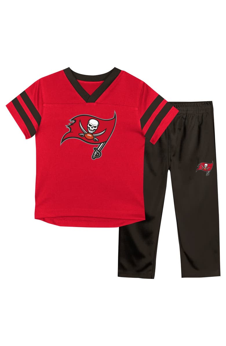 Outerstuff Toddler Outerstuff Red/Pewter Tampa Bay Buccaneers Red Zone V-Neck T-Shirt & Pants Set, Main, color, Red