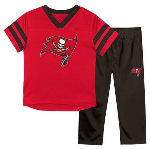 Toddler Outerstuff Red/Pewter Tampa Bay Buccaneers Red Zone V-Neck T-Shirt & Pants Set