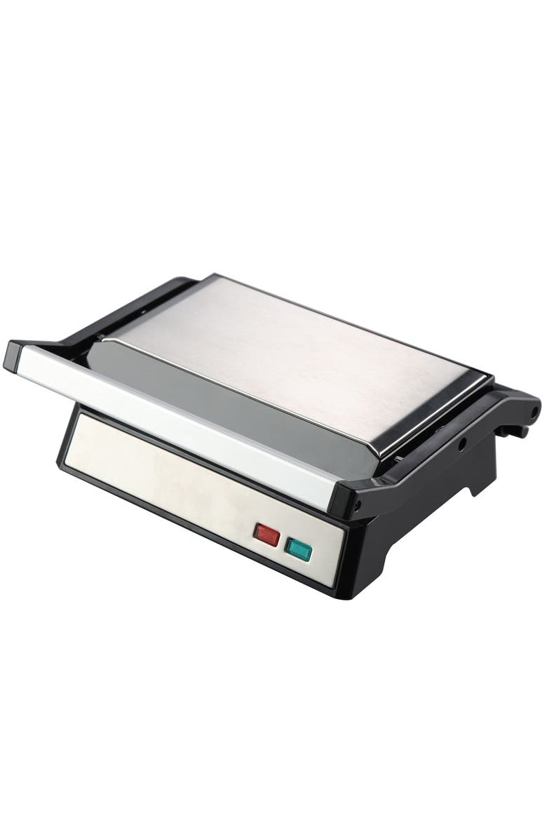 Megachef Electric Dual Plate Non-Stick Panini Grill Contact Press with Drip Tray, Alternate, color, Black