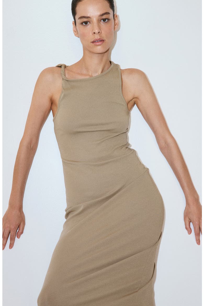 Twist Strap Sleeveless Maxi Dress, Alternate, color, KHAKI