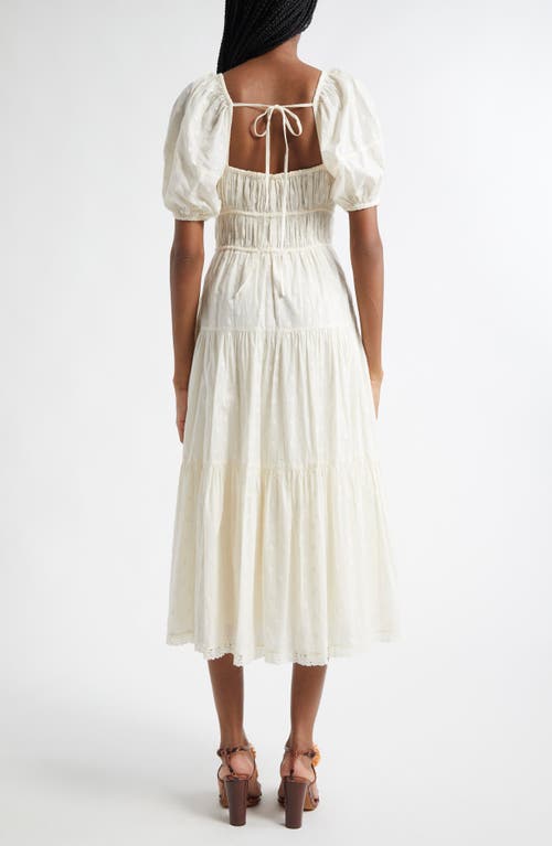 Shop Ulla Johnson Palma Tiered Cotton Eylelet Dress In Pristine