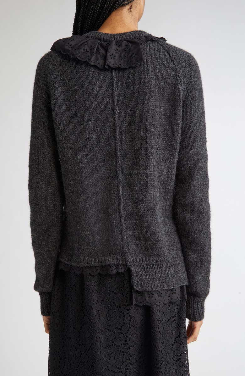 Meruert Tolegen Asymmetric Hand Knit Baby Alpaca Cardigan, Alternate, color, Smoke