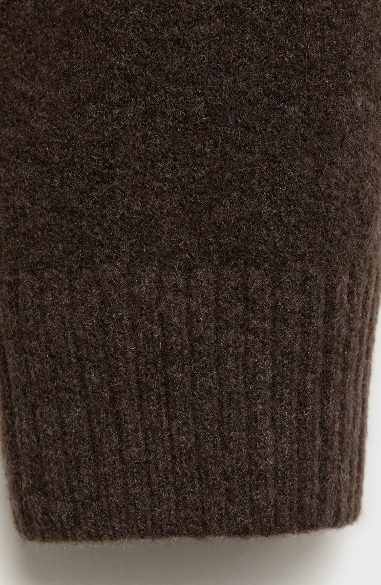 MANGO Longline Tie Belt Cardigan, Alternate, color, Chocolate