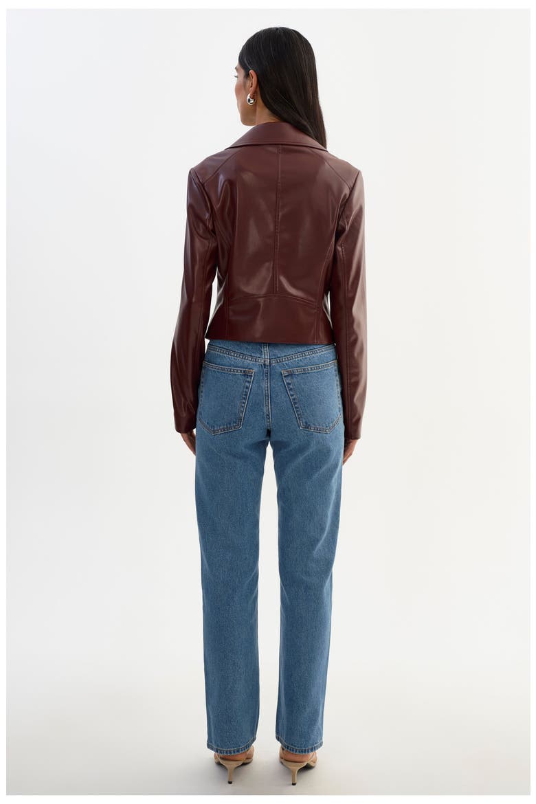 Pascale | Fitted Faux Leather Jacket, Alternate, color, Wax Brown