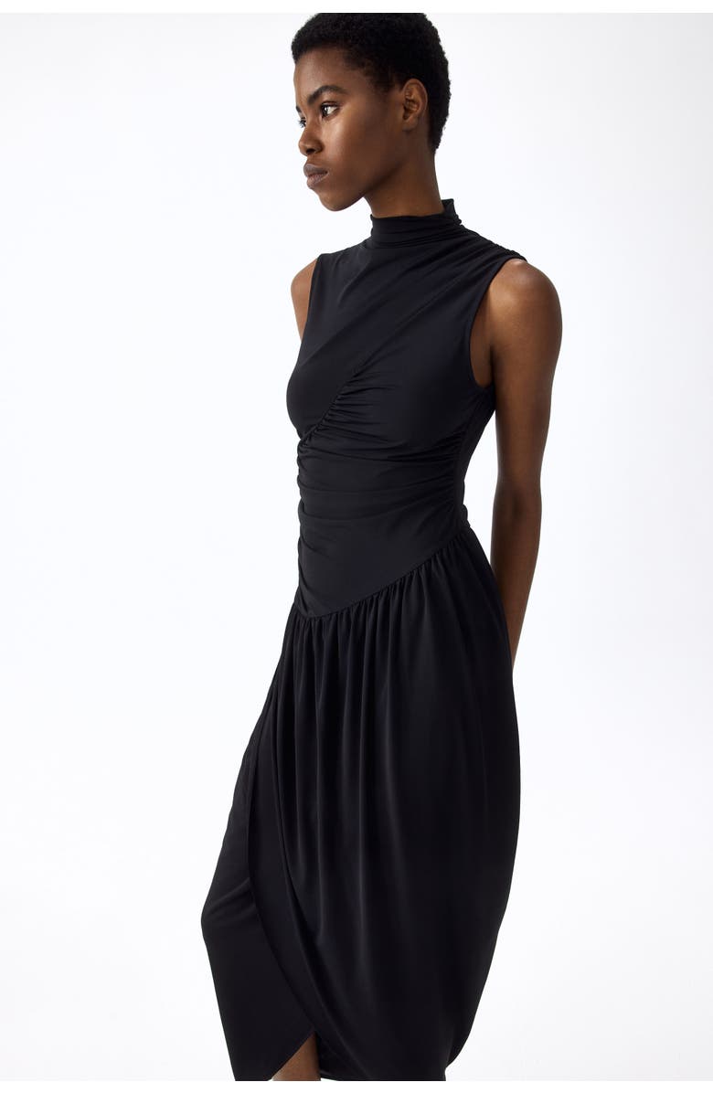 H&M Draped Turtleneck Dress, Alternate, color, Black