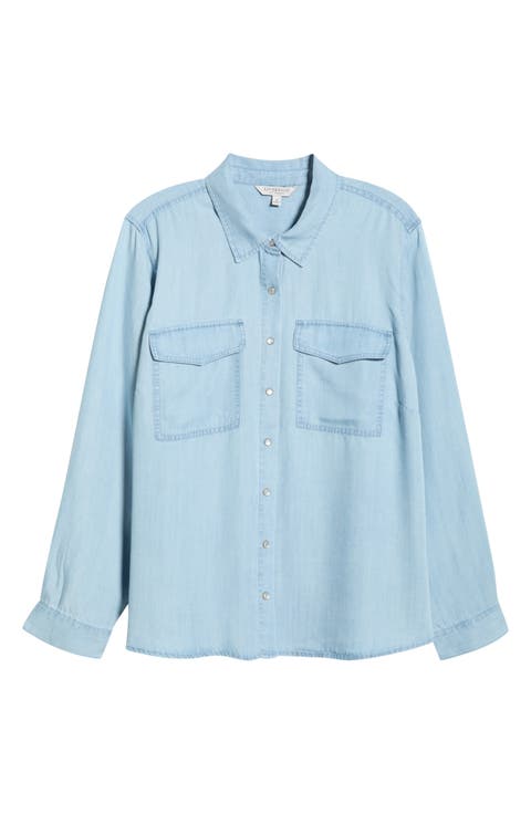 Chambray Snap-Up Shirt (Plus)