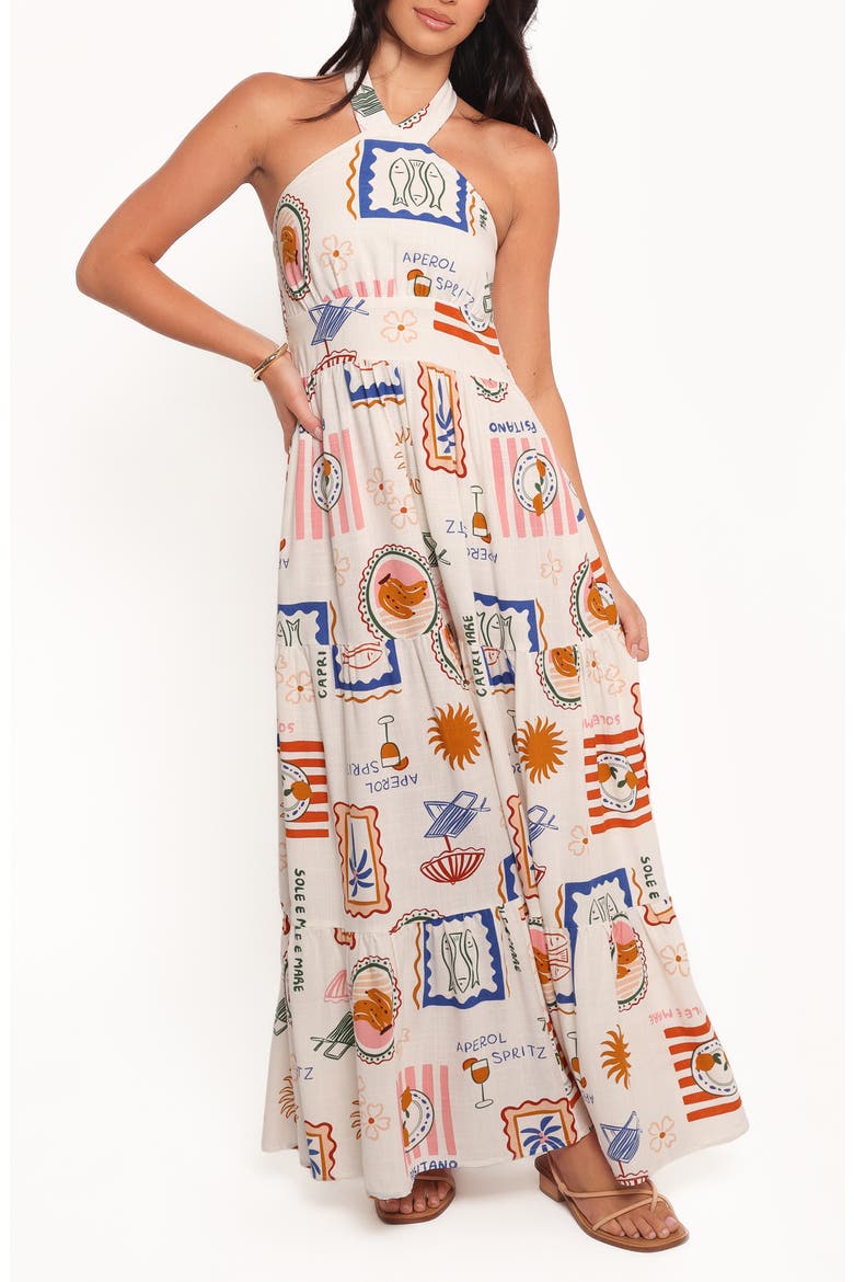 Jelena Printed Maxi Halter Dress, Main, color, OCEAN OASIS