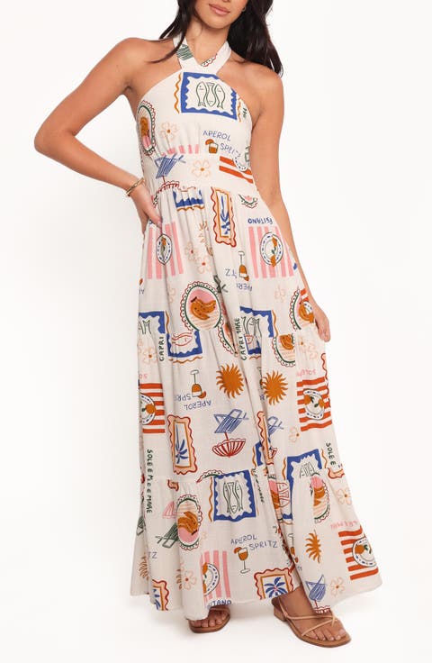 Jelena Printed Maxi Halter Dress