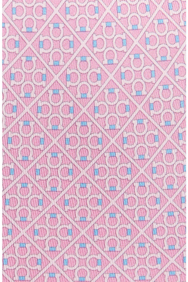 Square Gancini Print Silk Tie, Alternate, color, ROSA