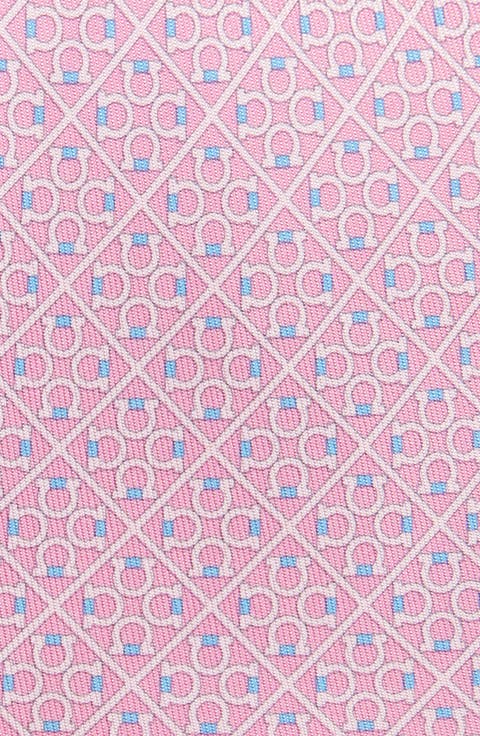Square Gancini Print Silk Tie
