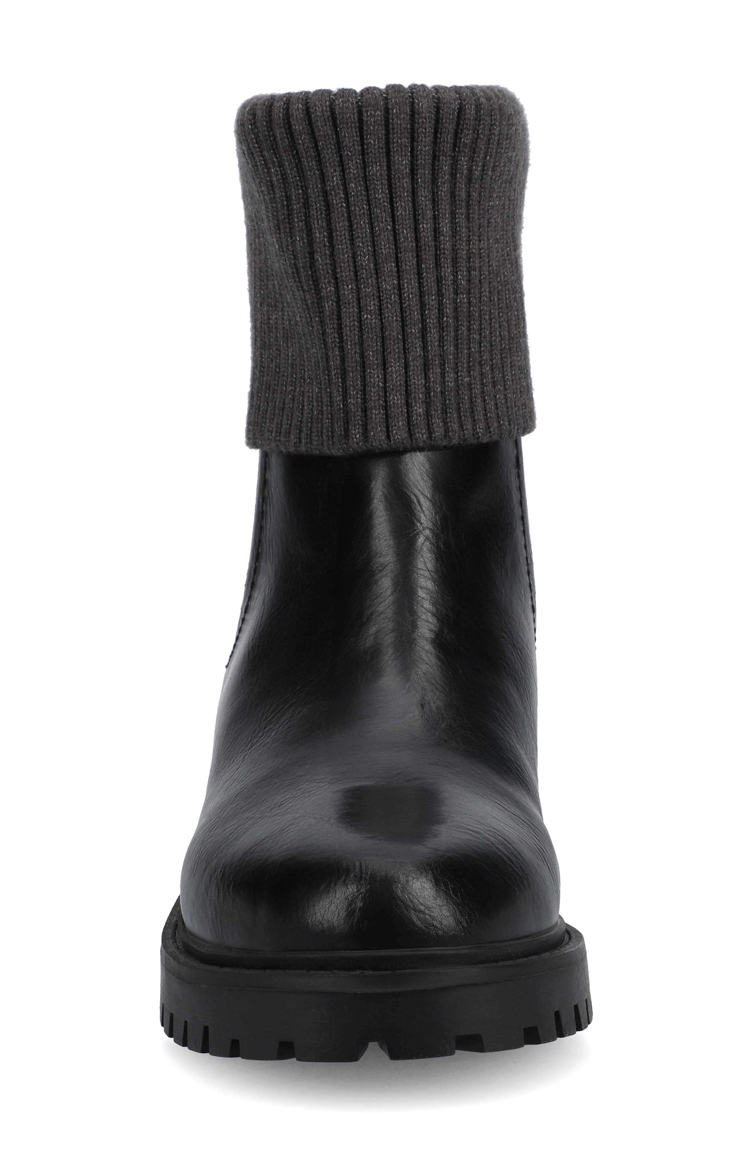 Isabeau Knit Collar Chelsea Boot - Wide Width Available, Alternate, color, BLACK