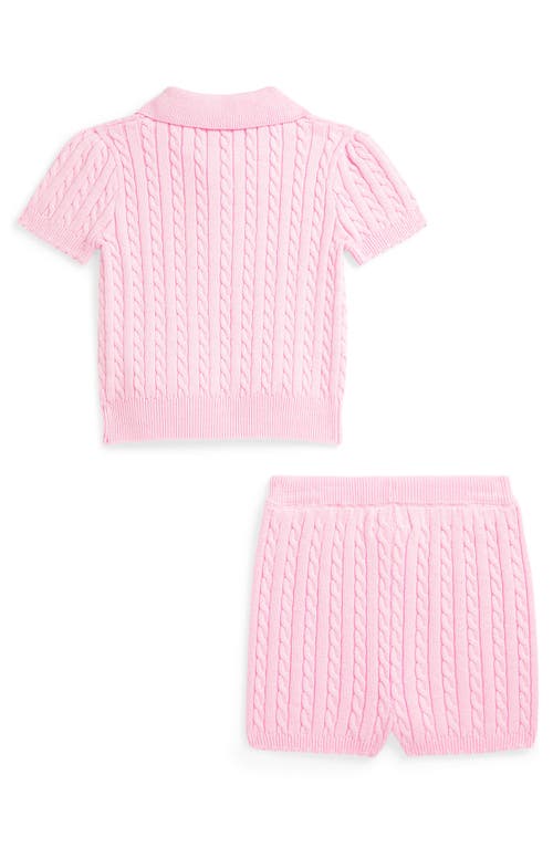 Polo Ralph Lauren Ralph Lauren Cable Cotton Polo Sweater & Shorts Set In Bath Pink