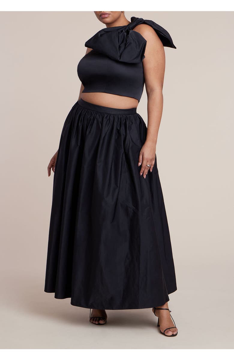 ELOQUII Crop Top With Large Bow, Alternate, color, Black Onyx