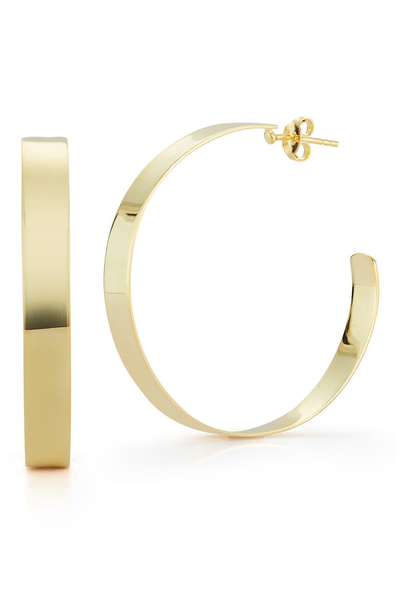 Small Flat Hoop Earrings, Main, color, GOLD