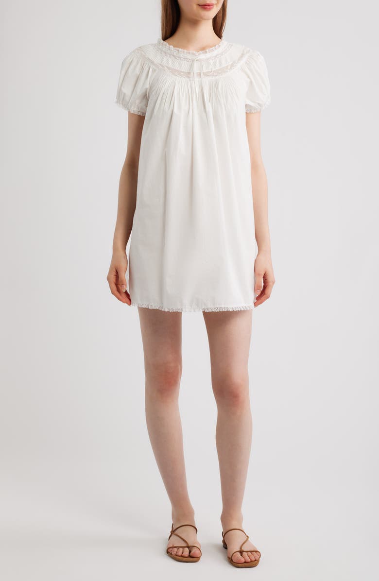 DÔEN Daphne Lace Detail Organic Cotton Minidress, Main, color, Salt