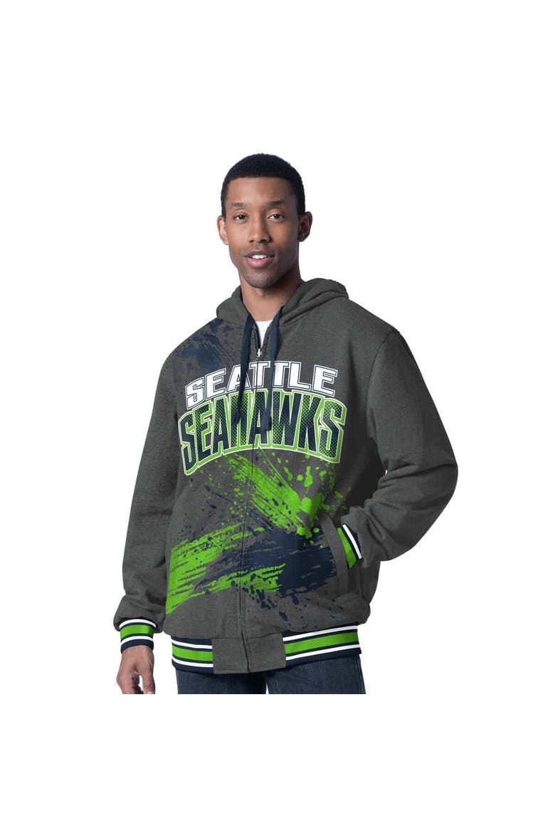 Men's G-III Sports by Carl Banks College Navy/Charcoal Seattle Seahawks Dual Threat Reversable Full-Zip Hooded Jacket, Alternate, color, College Navy