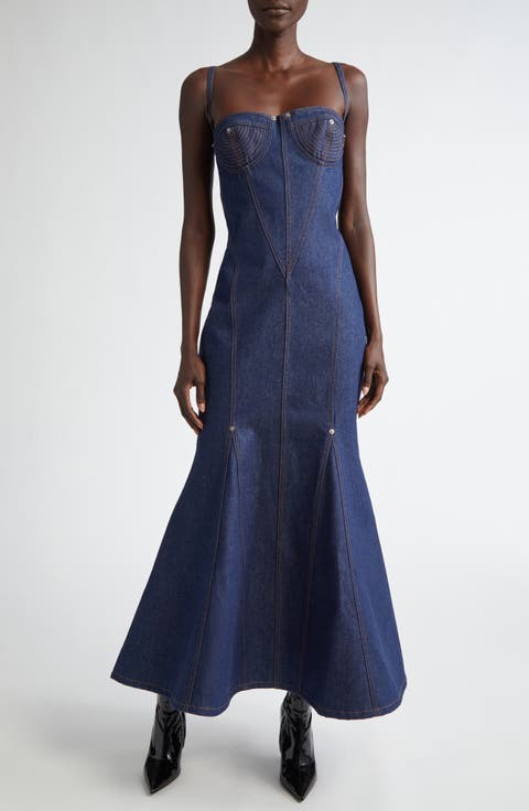 Denim Mermaid Maxi Dress