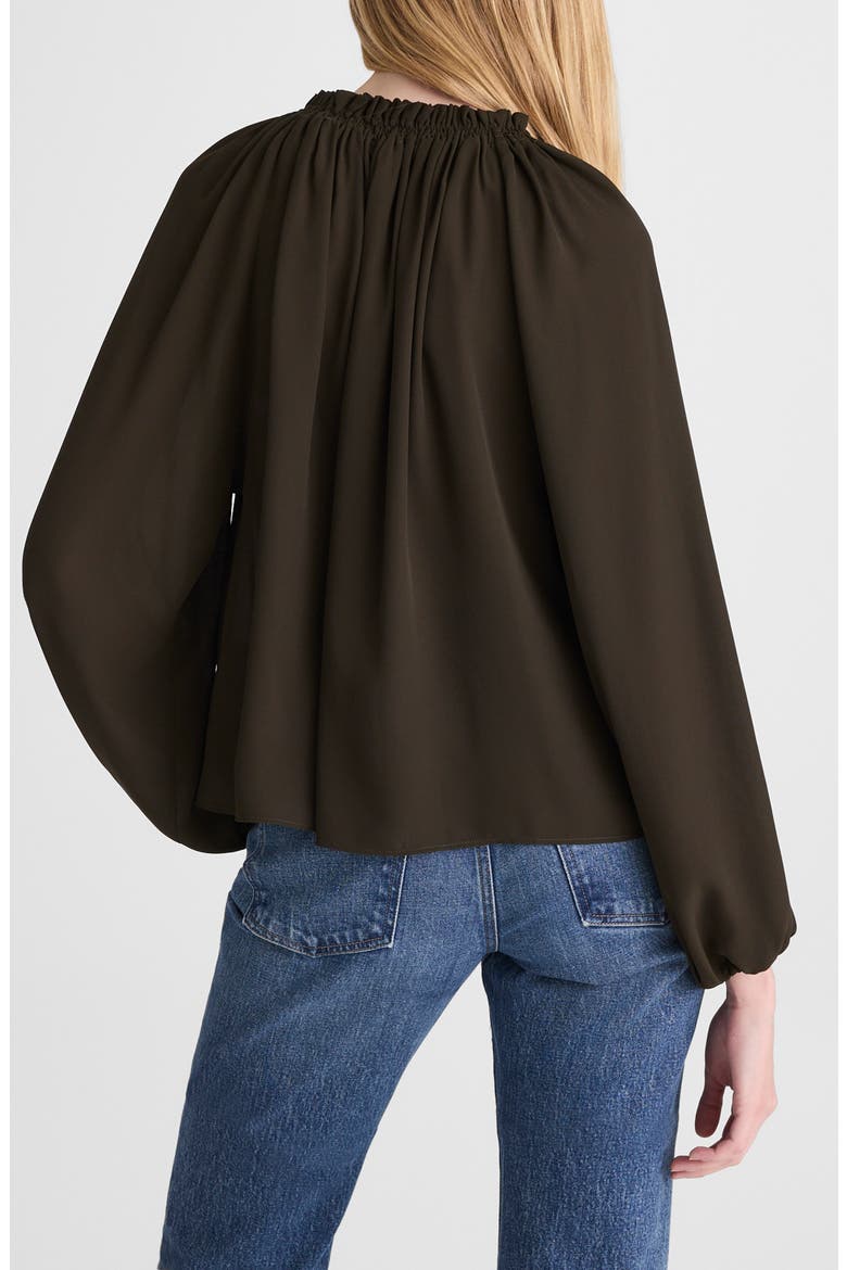 Long-Sleeve Tie-Neck Top, Alternate, color, MIDNIGHT OLIVE