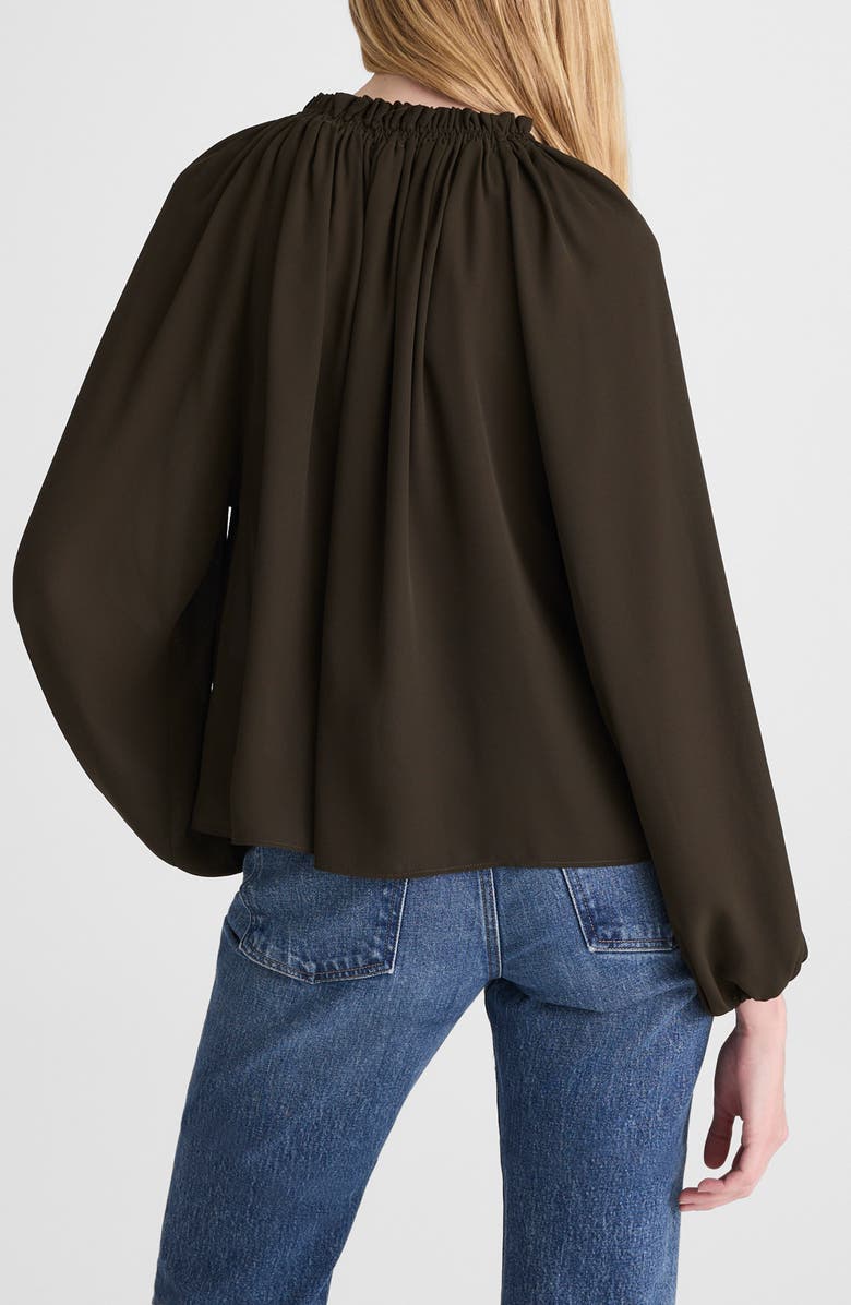 Madewell Long-Sleeve Tie-Neck Top, Alternate, color, Midnight Olive