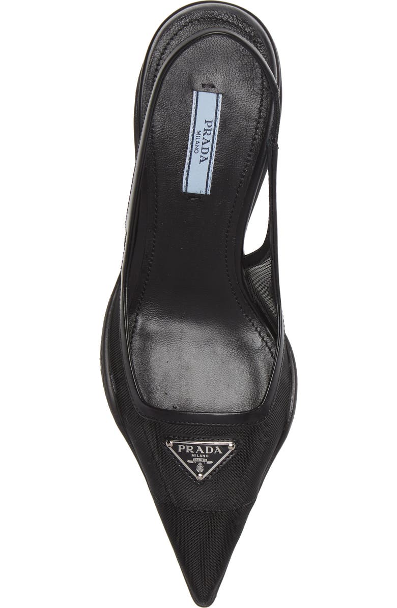 Prada Triangle Logo Pointed Toe Slingback Pump, Alternate, color,