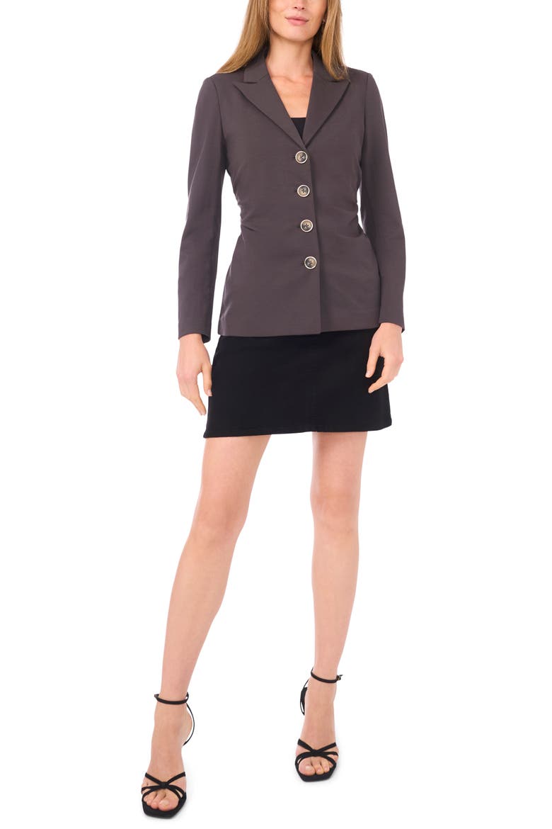 Side Ruched Ponte Blazer, Alternate, color, MED HTHRGREY