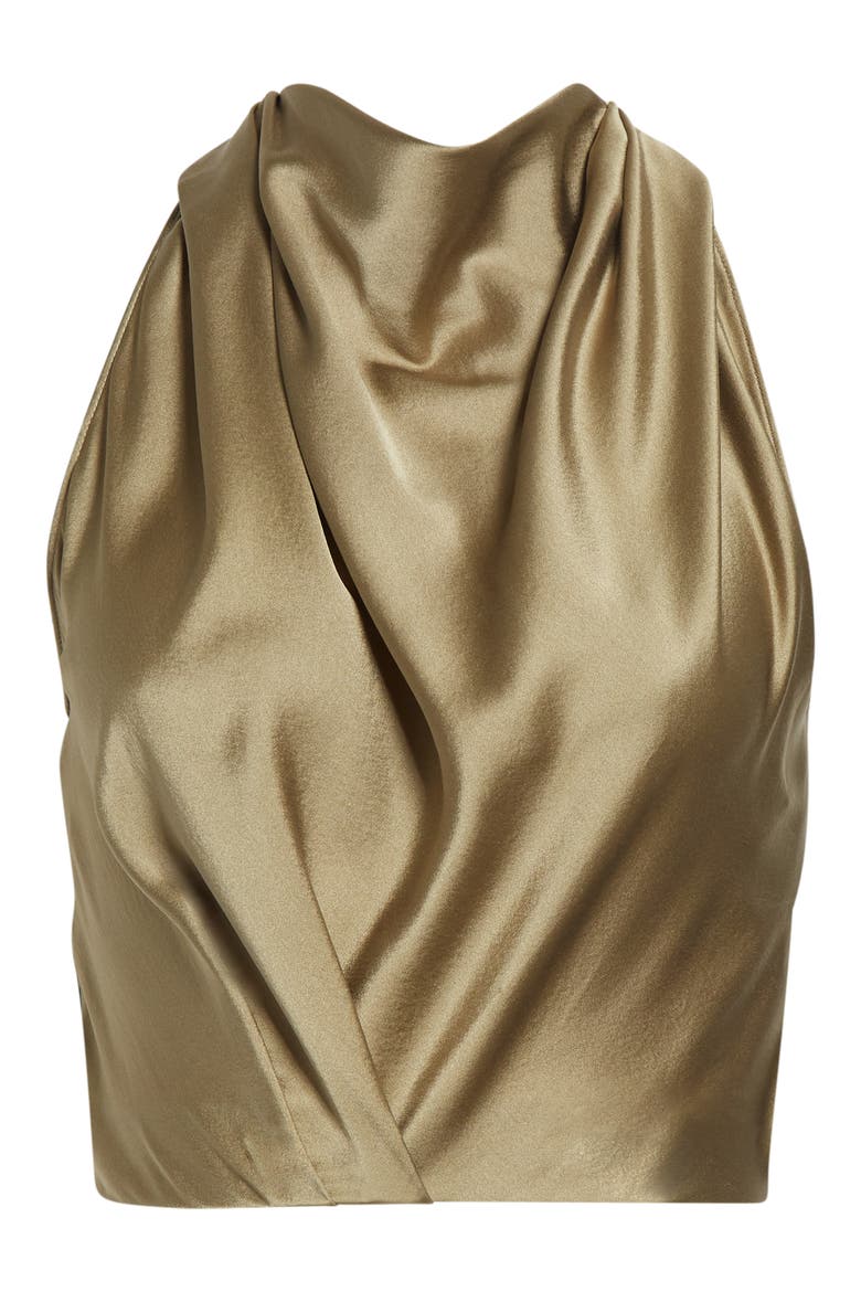 Libbie Crop Stretch Silk Halter Top, Alternate, color, SAFARI