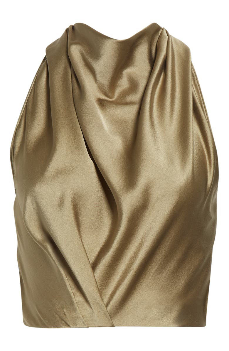 Ramy Brook Libbie Crop Stretch Silk Halter Top, Alternate, color, Safari