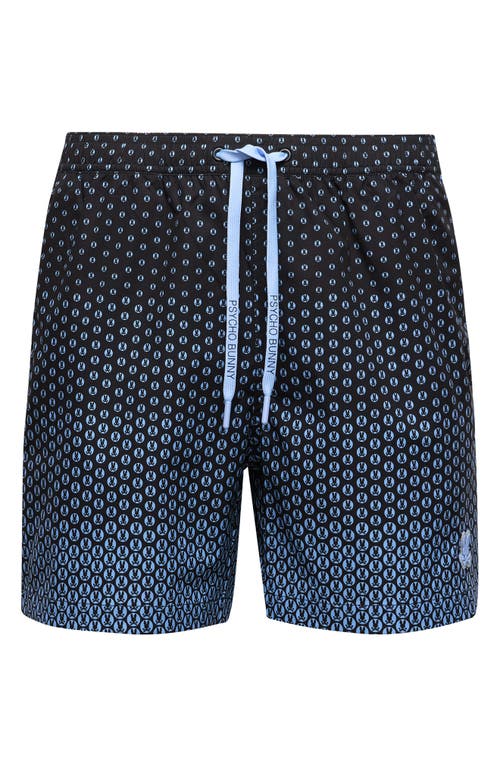 Psycho Bunny Bendigo Allover Print 5.75 Swim Trunks In Evening Blue