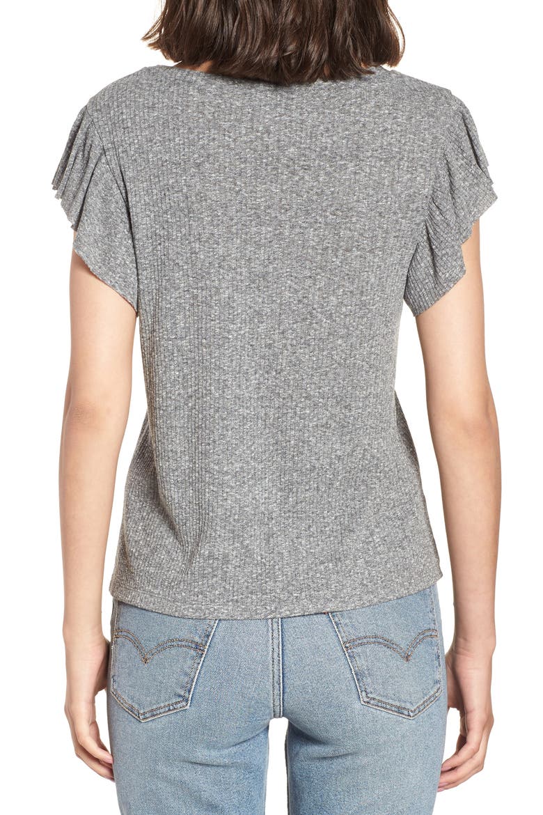 Ruffle Sleeve Tee, Alternate, color, GREY CLOUDY HEATHER