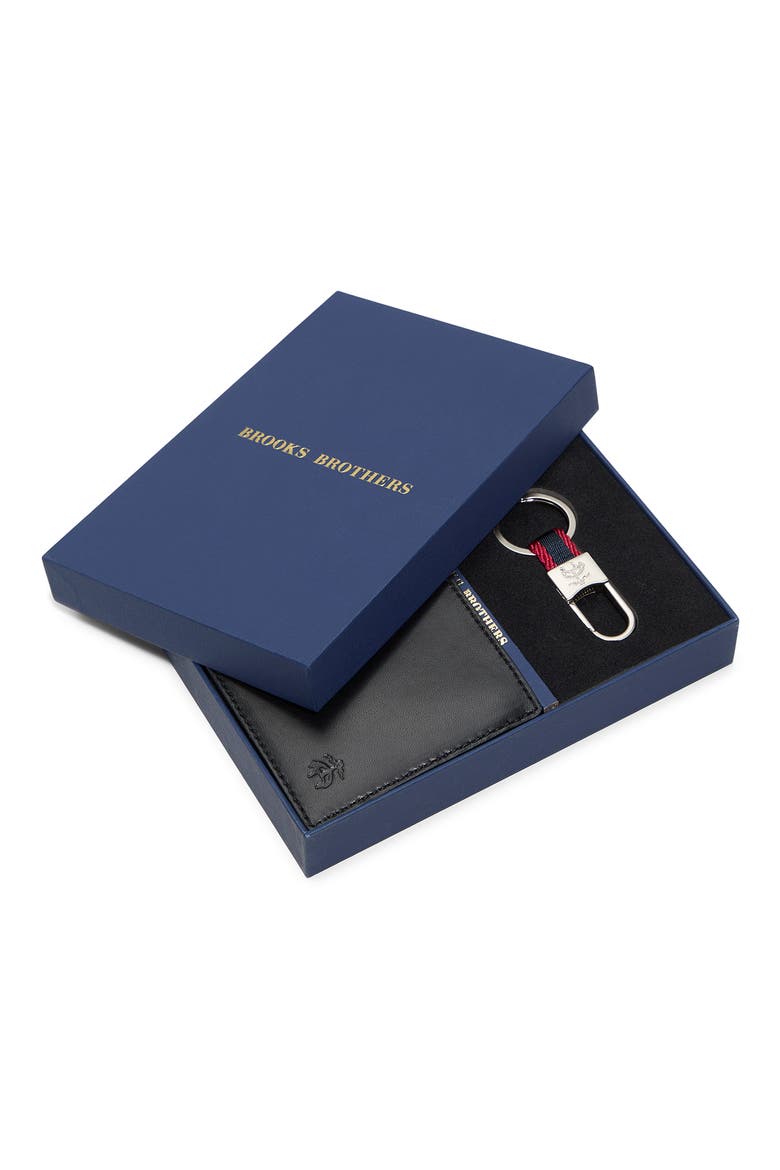 Leather Wallet & Key Chain Set, Alternate, color, OTHER BLACK
