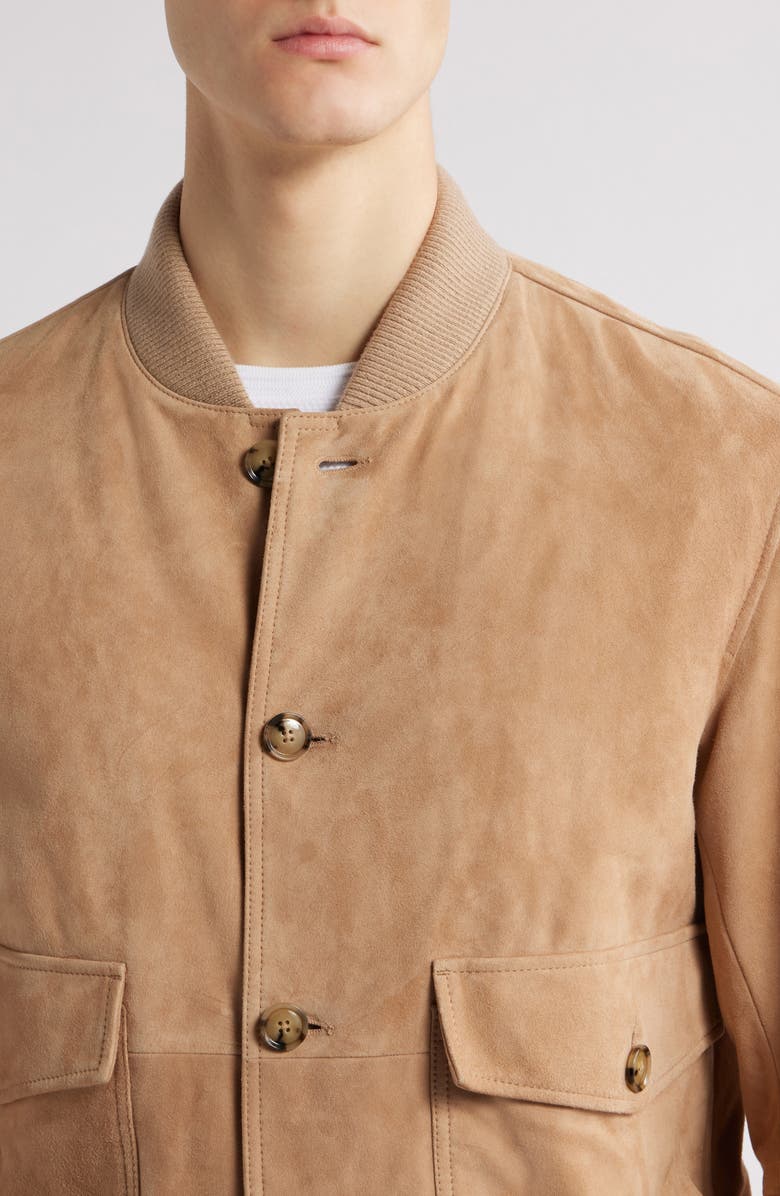 BOSS Melot Suede Bomber Jacket, Alternate, color, 