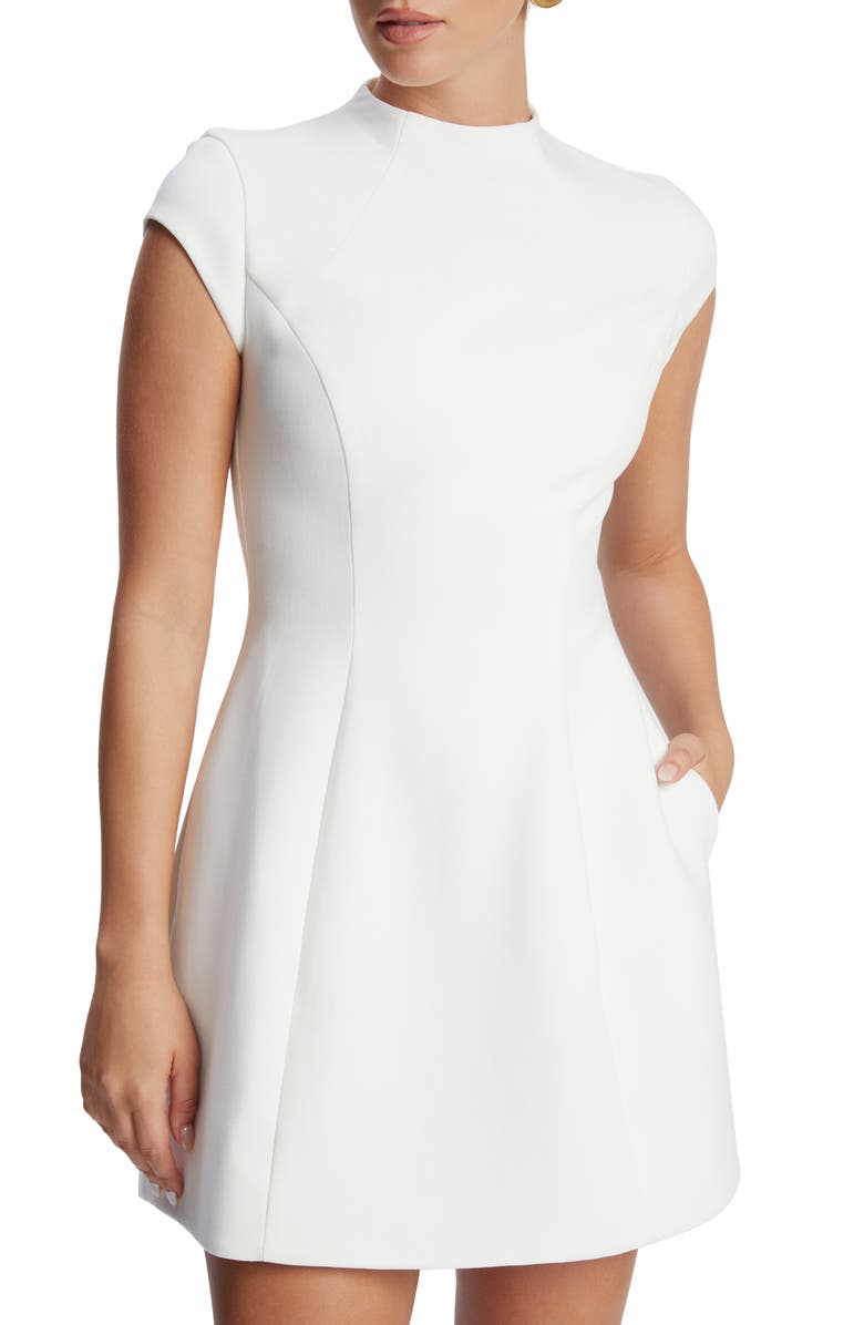 Bardot Delphi Mock Neck Cap Sleeve Minidress, Alternate, color, Orchid White