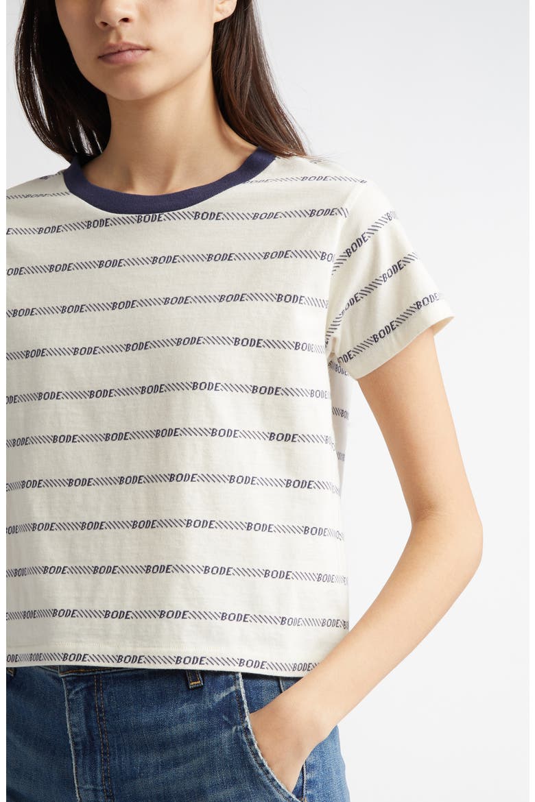 Rec Jacquard Stripe Cotton Logo T-Shirt, Alternate, color, WHITE MULTI