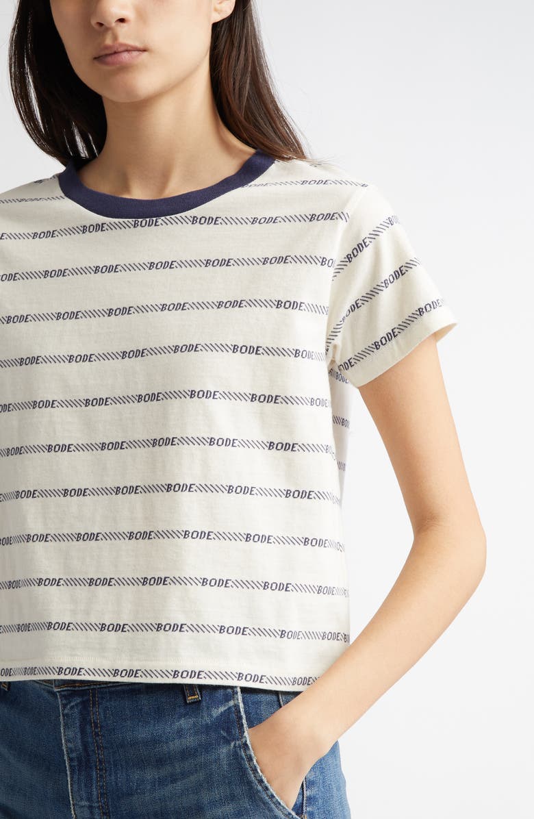 Bode Rec Jacquard Stripe Cotton Logo T-Shirt, Alternate, color,