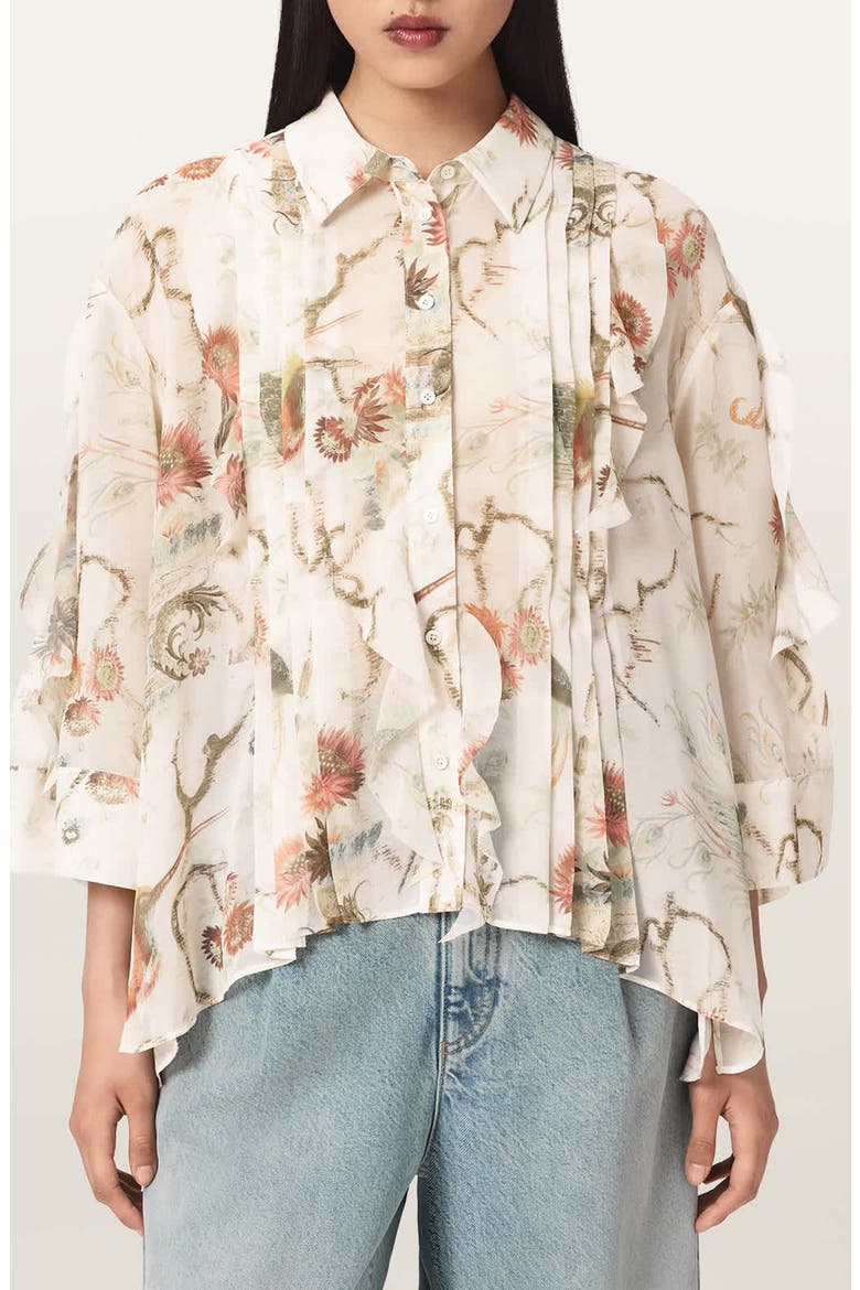 Minna Ruffle Pleated Shirt, Main, color, TARAVAO WHITE