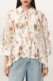 AllSaints Minna Ruffle Pleated Shirt