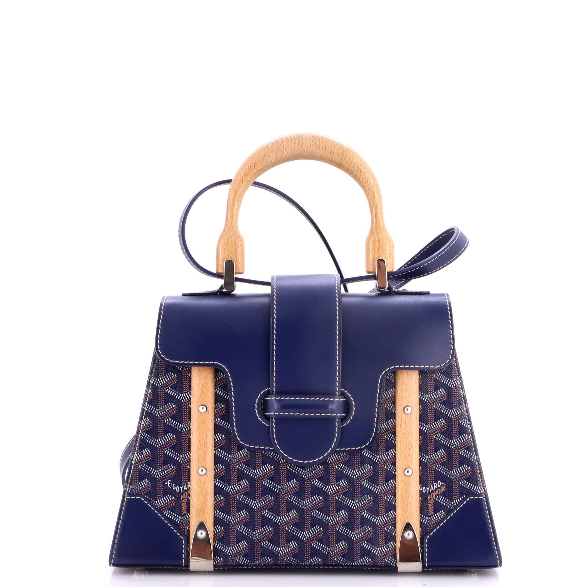 Saigon Top Handle Bag Coated Canvas with Leather PM, Main, color, Blue