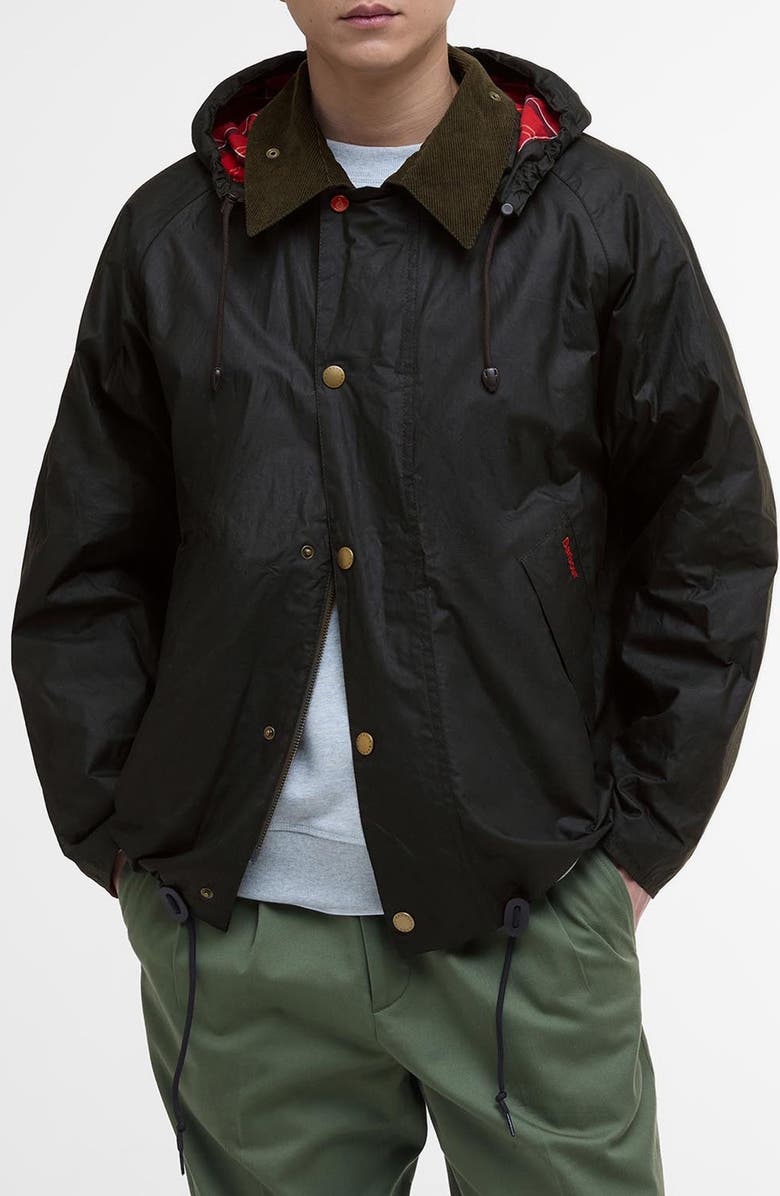 Barbour Solar Transport Waxed Cotton Hooded Jacket | Nordstromrack