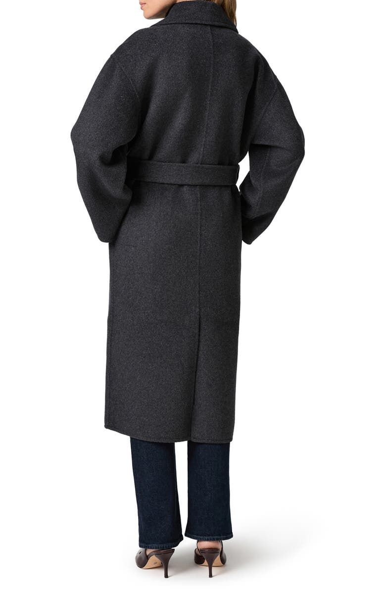 PAIGE Connery Belted Wool Blend Longline Coat, Alternate, color, Dark Charcoal