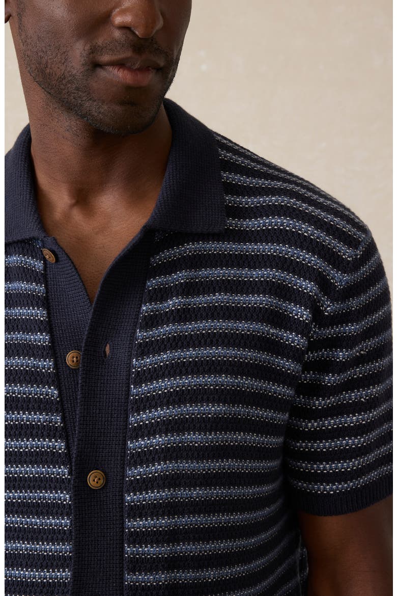 Stripe Short Sleeve Cardigan, Alternate, color, NORTHERN DEPTHS STRIPE