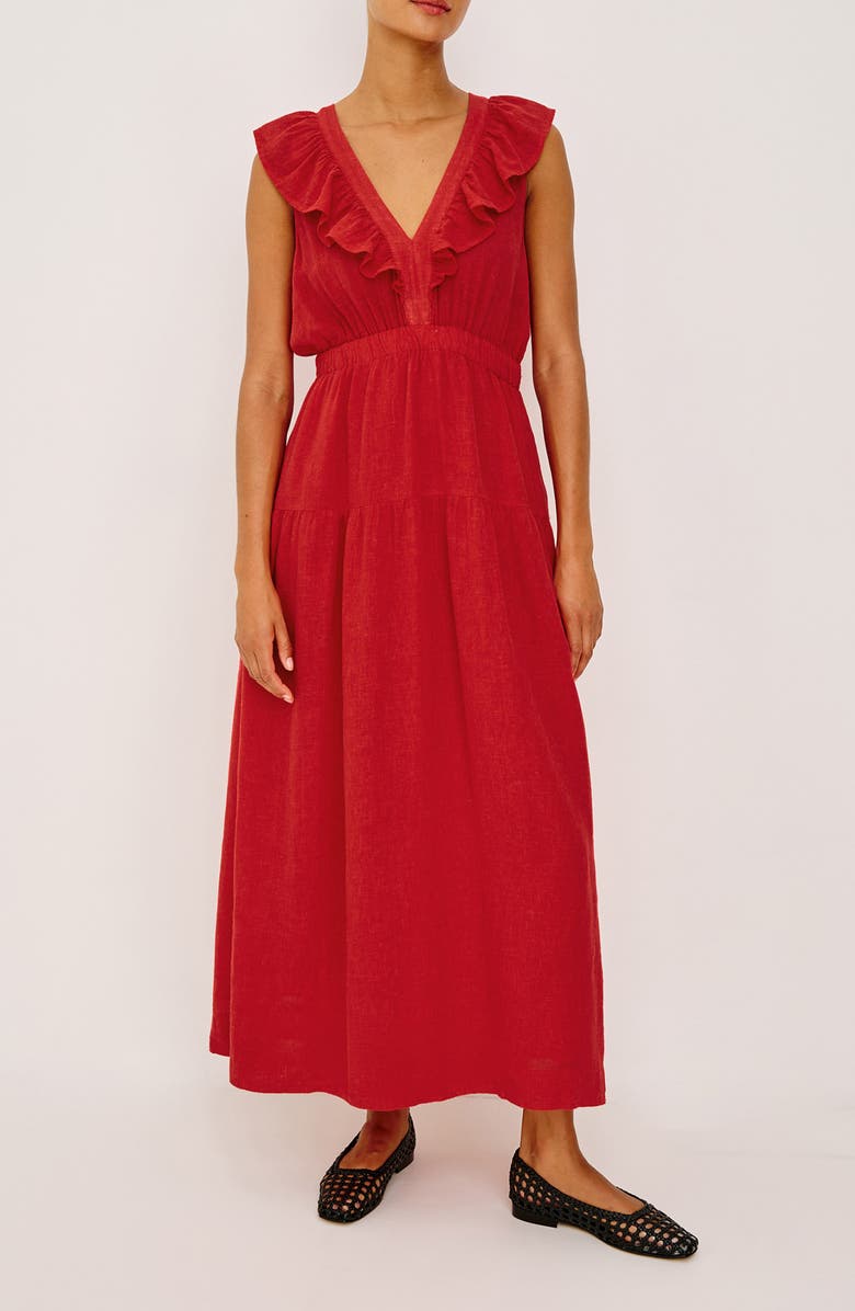 Rails Beaux Linen Blend A-Line Dress, Main, color, Tomato