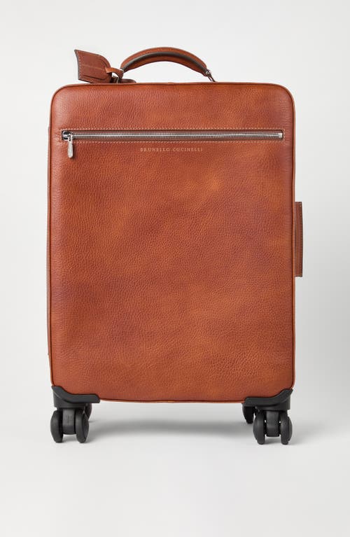 Brunello Cucinelli Grained Calfskin Trolley Bag In Copper