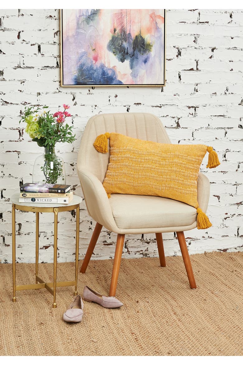 Hodges Woven Throw Pillow with Tassels, Alternate, color, Yellow