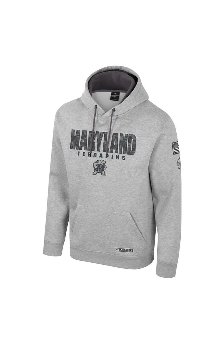 COLOSSEUM Men's Colosseum Heather Gray Maryland Terrapins Oorah OHT Military Appreciation Pullover Hoodie, Alternate, color, 