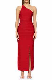Herve Leger One-Shoulder Bandage Gown