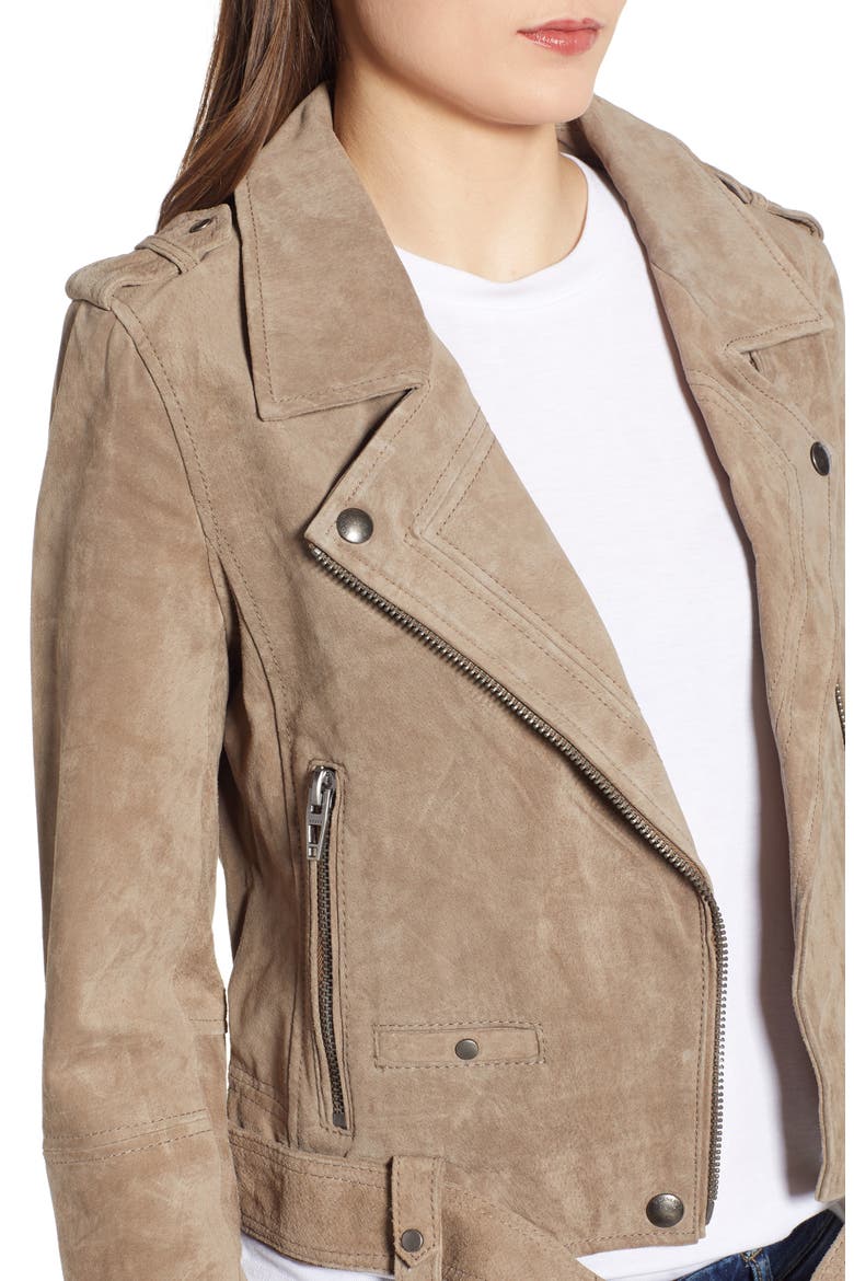 Morning Suede Moto Jacket, Alternate, color, FRENCH TAUPE